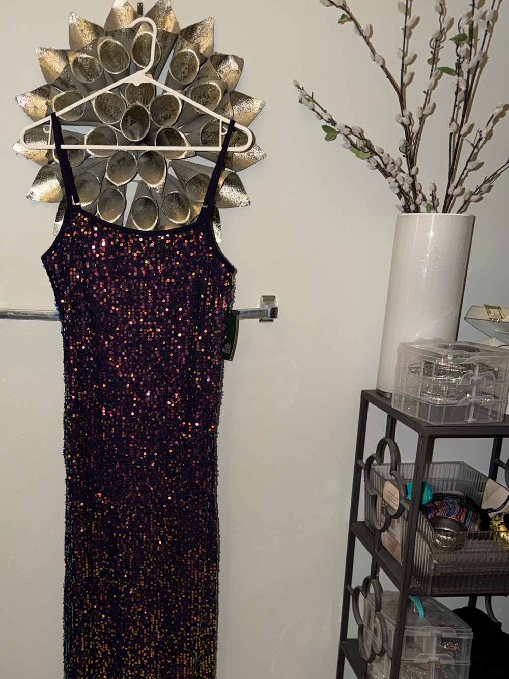 RARE Sequin Slip Dress - Navy Blue Multi